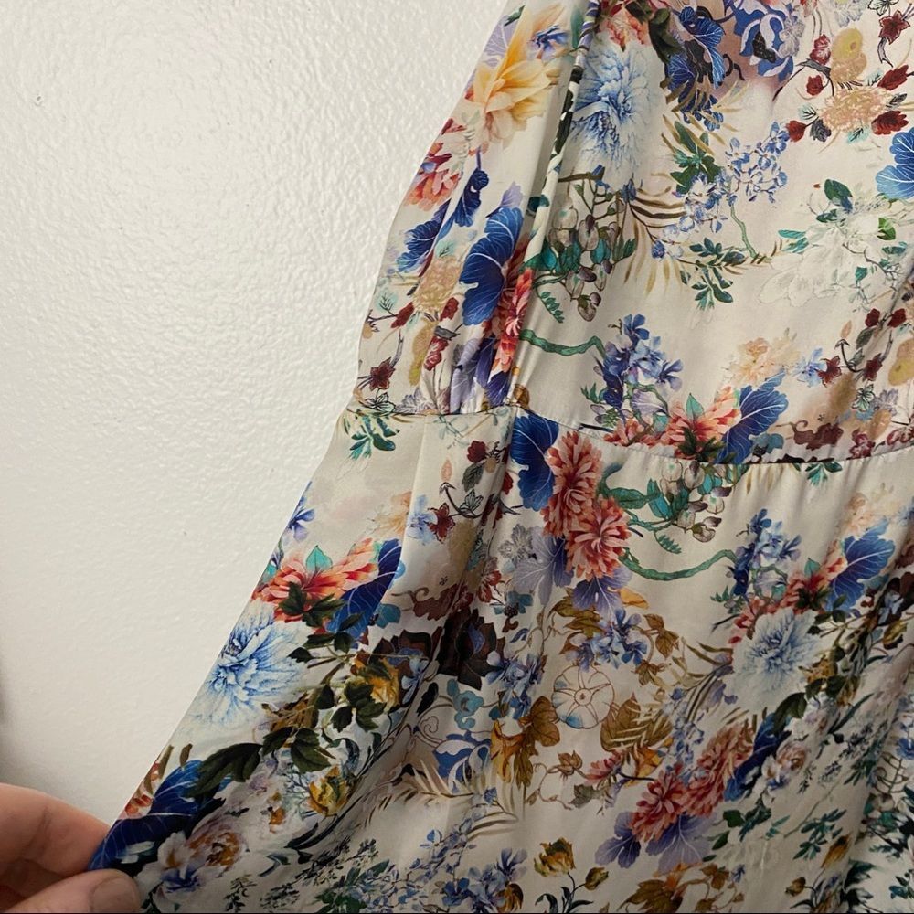 Zara Basic White & Multicolor Floral Satin Spaghe… - image 6